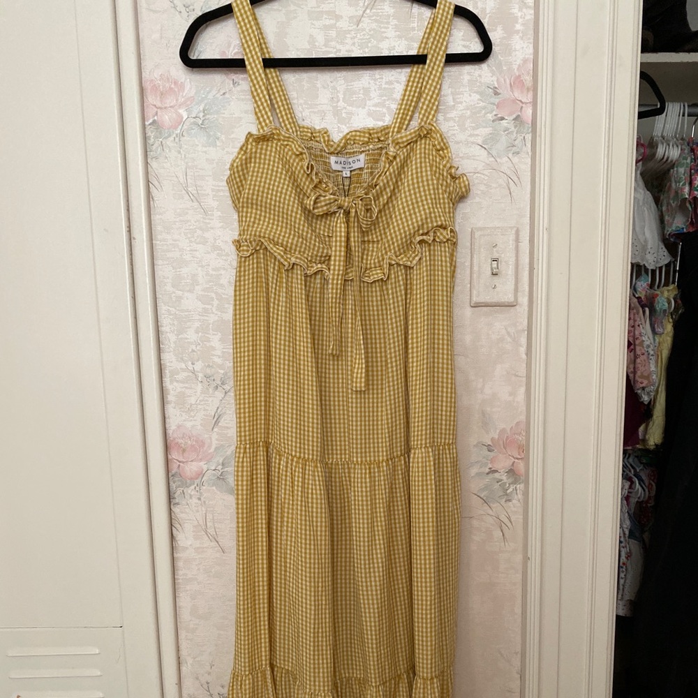 BNWT Madison Australia mustardyellow gingham dress